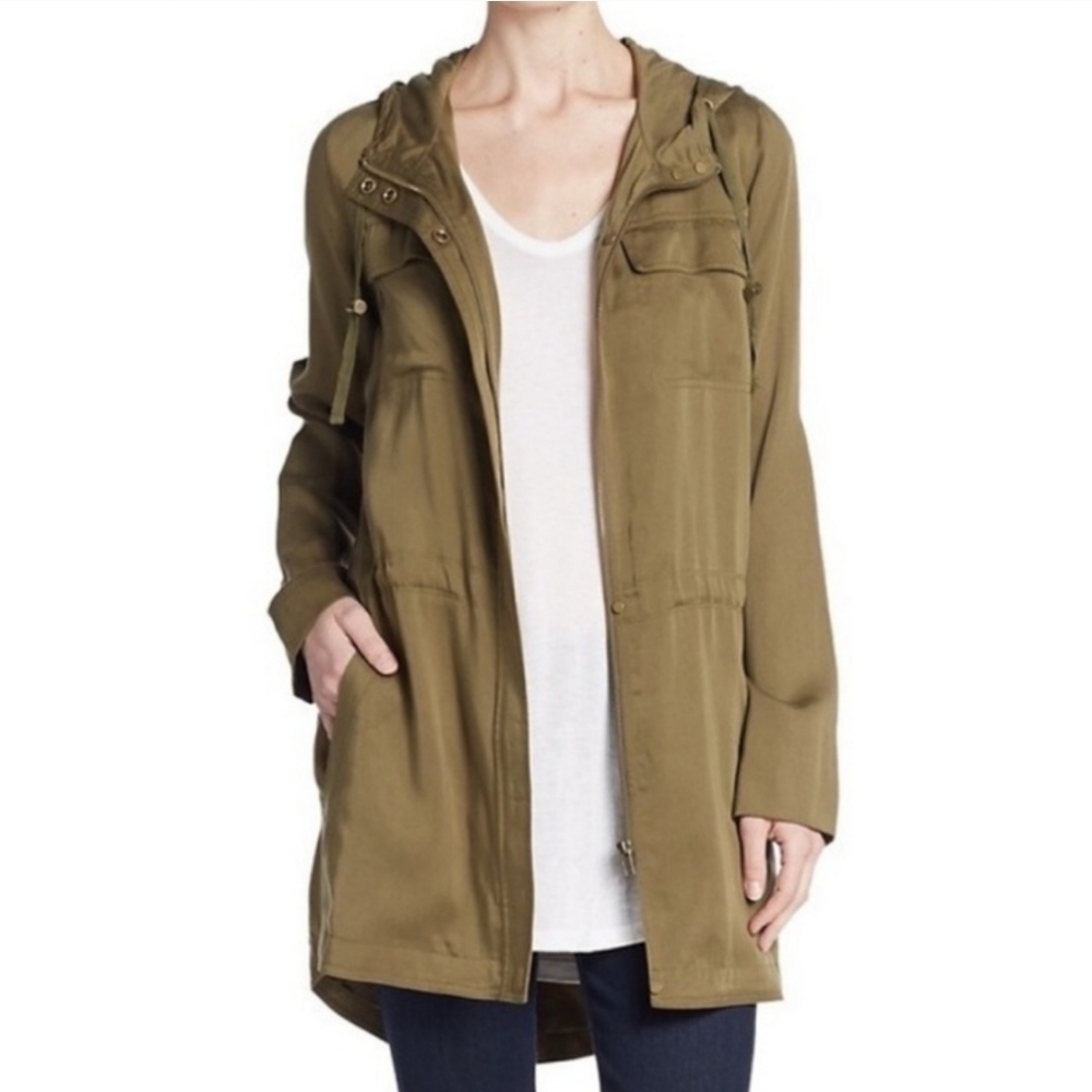 Eileen Fisher Olive Green Polished Anorak Jacket